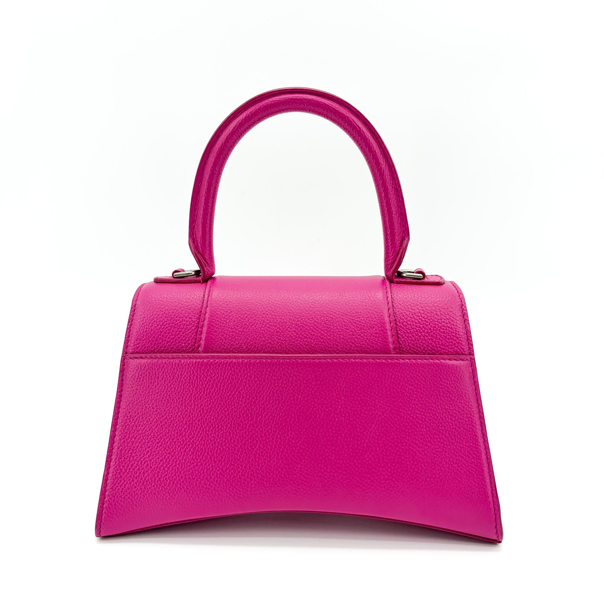 Balenciaga Hourglass Top Handle Leather With Crystals Pink Leather Handbag (Pre-Owned)