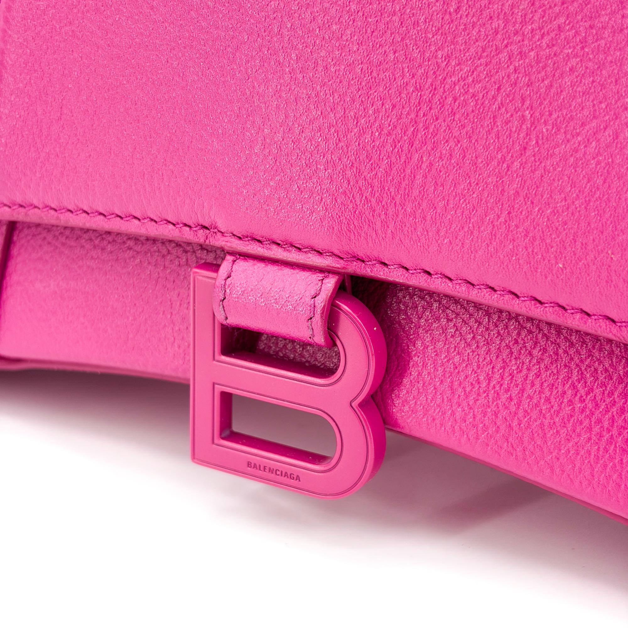 Balenciaga Hourglass Top Handle Leather With Crystals Pink Leather Handbag (Pre-Owned)