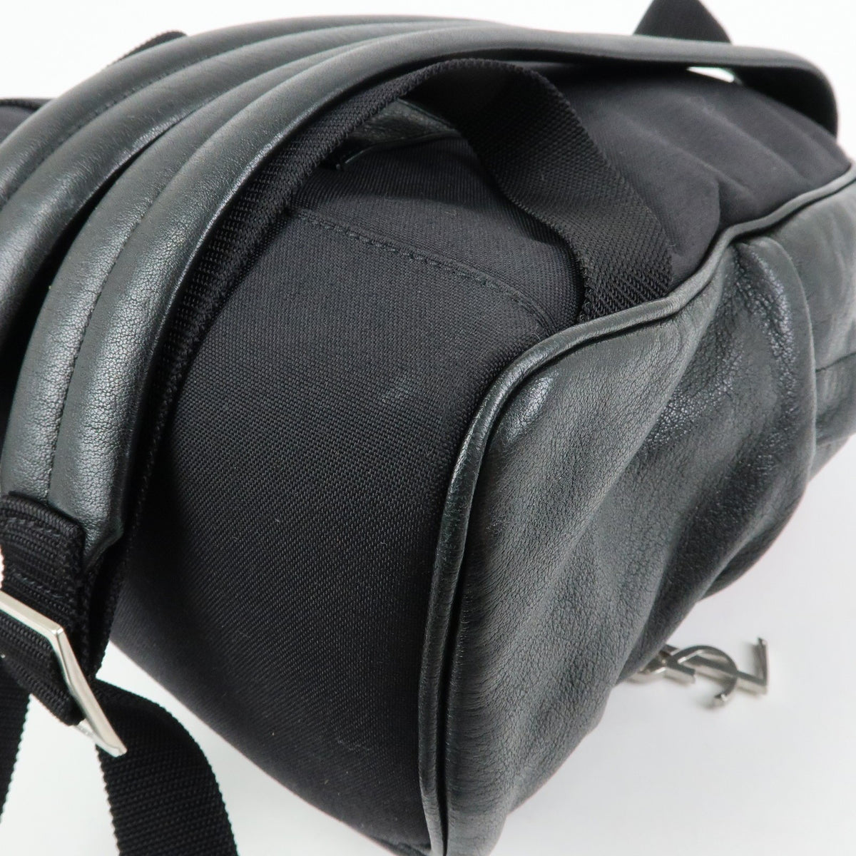 Saint Laurent City Patchwork Leather Black Leather Backpack Bag (Pre-Owned)