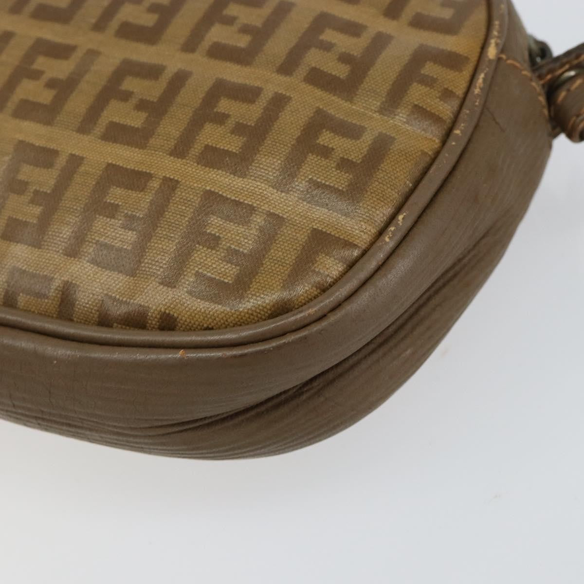Fendi Zucchino Canvas Beige Canvas Shoulder Bag Bag (Pre-Owned)