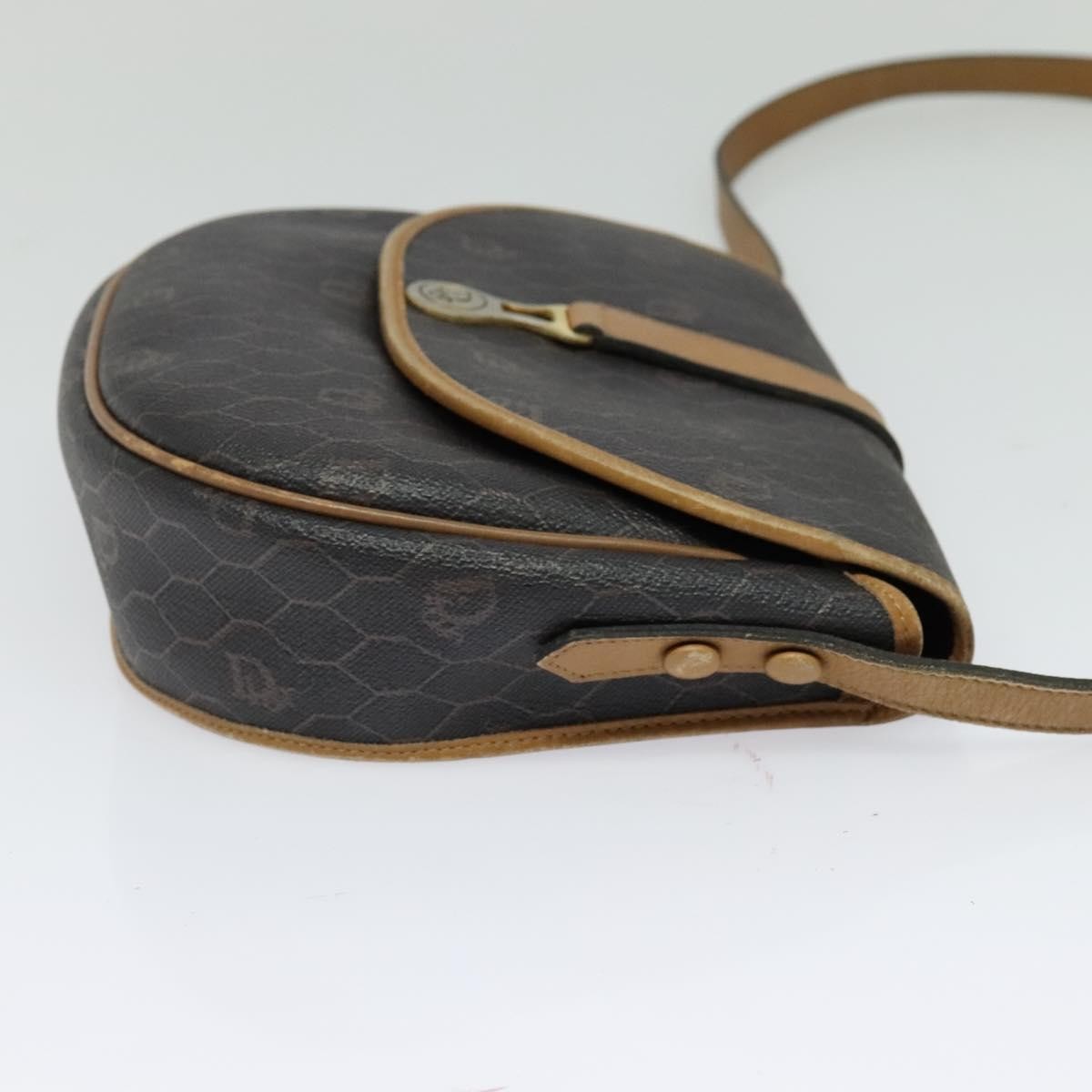 Christian Dior Vintage Honeycomb Flap Canvas And Leather Black Canvas Shoulder Bag Bag (Pre-Owned)