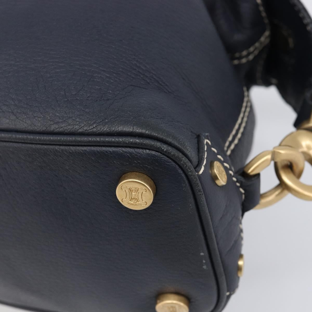 Celine Top Handle Leather Black Leather Handbag (Pre-Owned)