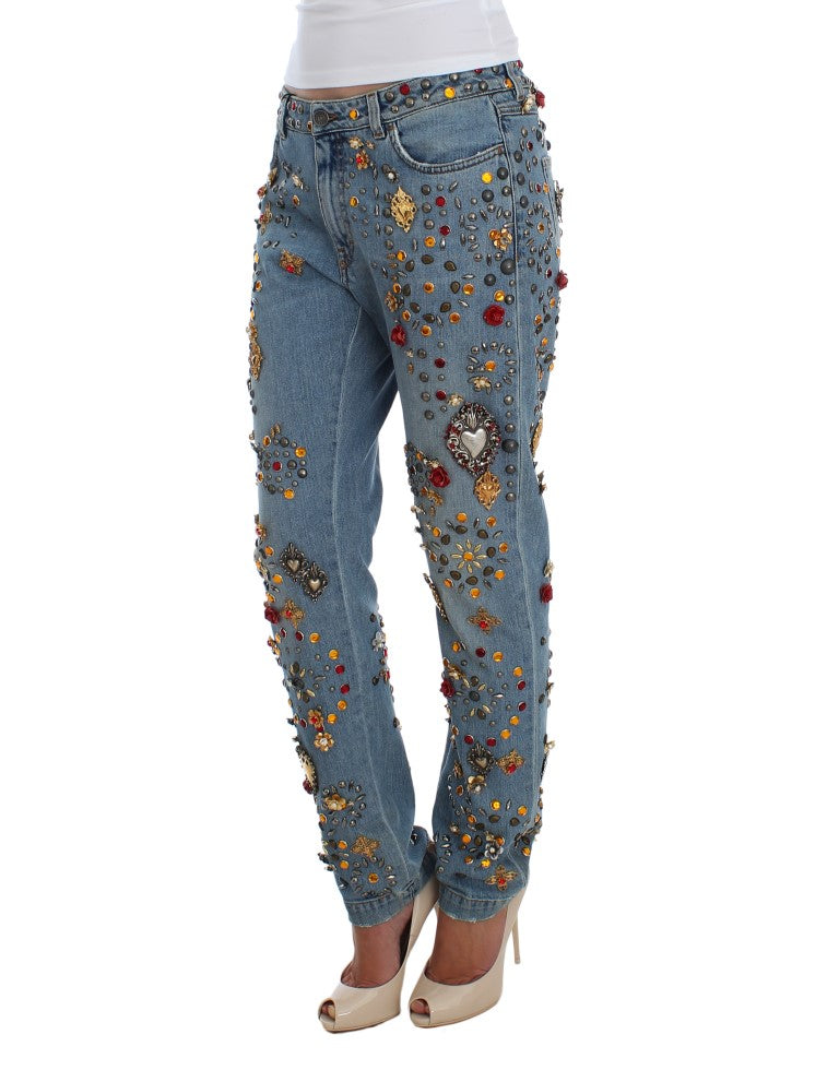 Dolce & Gabbana Crystal Roses Heart Embellished Women's Jeans