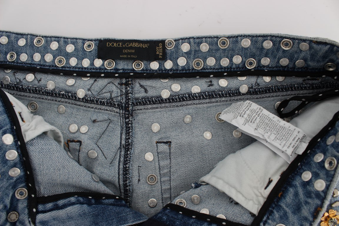 Dolce & Gabbana Crystal Roses Heart Embellished Women's Jeans