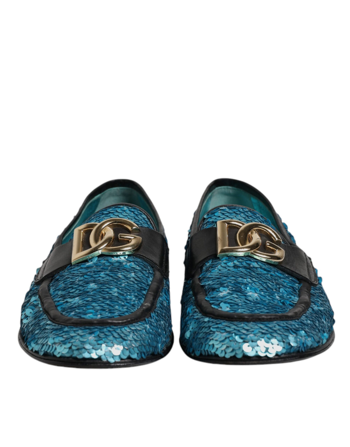 Dolce & Gabbana Blue Sequined Loafers Formal Dress Men's Shoes (Pre-Owned)