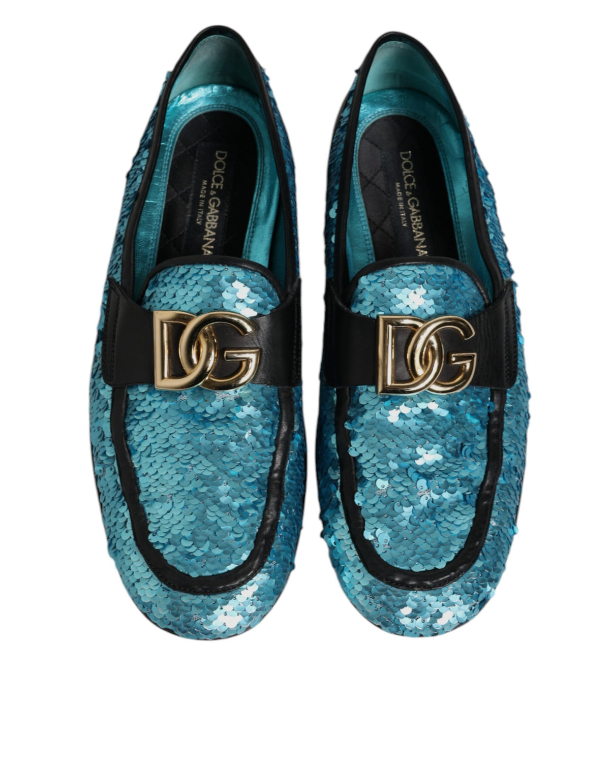 Dolce & Gabbana Blue Sequined Loafers Formal Dress Men's Shoes (Pre-Owned)