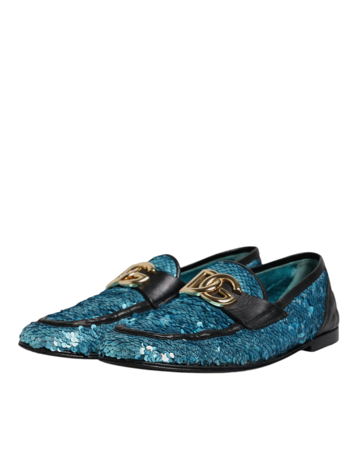 Dolce & Gabbana Blue Sequined Loafers Formal Dress Men's Shoes (Pre-Owned)