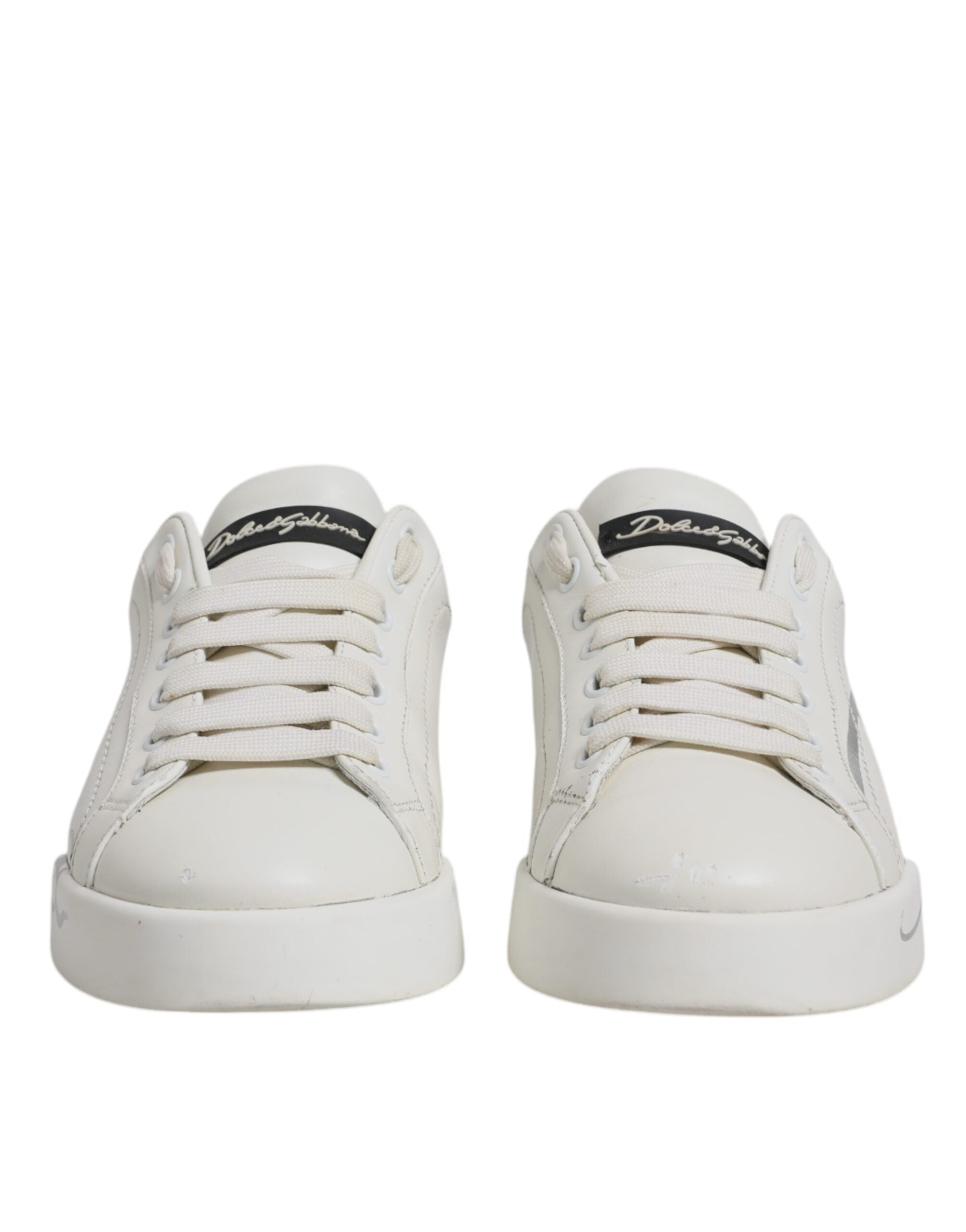 Dolce & Gabbana White Black Logo Portofino Men Sneaker Men's Shoes (Pre-Owned)