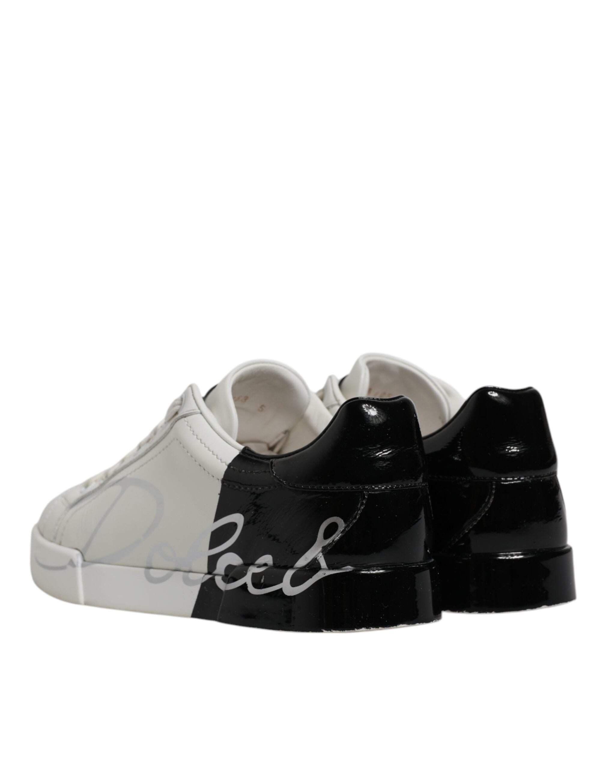 Dolce & Gabbana White Black Logo Portofino Men Sneaker Men's Shoes (Pre-Owned)