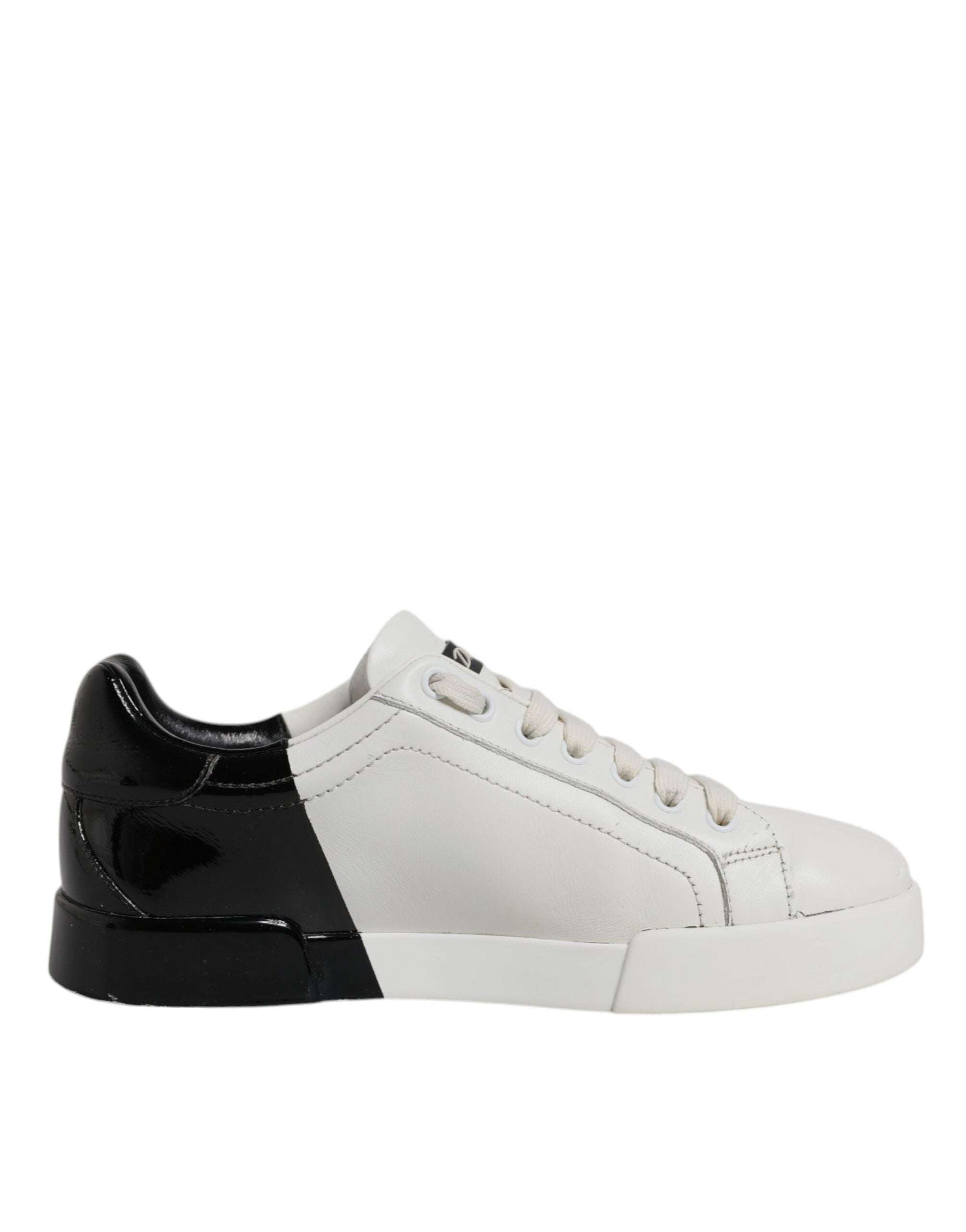 Dolce & Gabbana White Black Logo Portofino Men Sneaker Men's Shoes