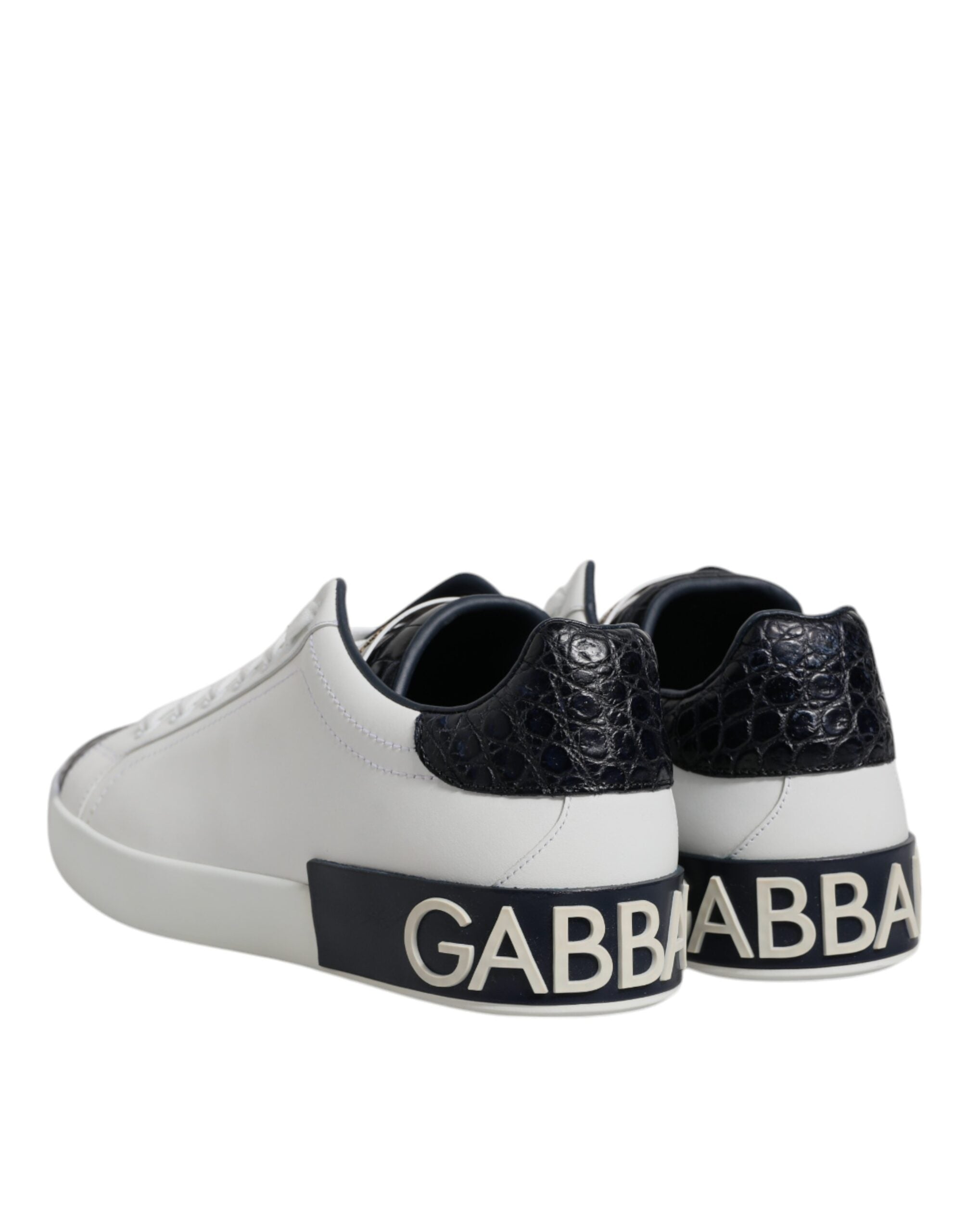 Dolce & Gabbana White Black Leather Portofino Sneaker Men's Shoes (Pre-Owned)