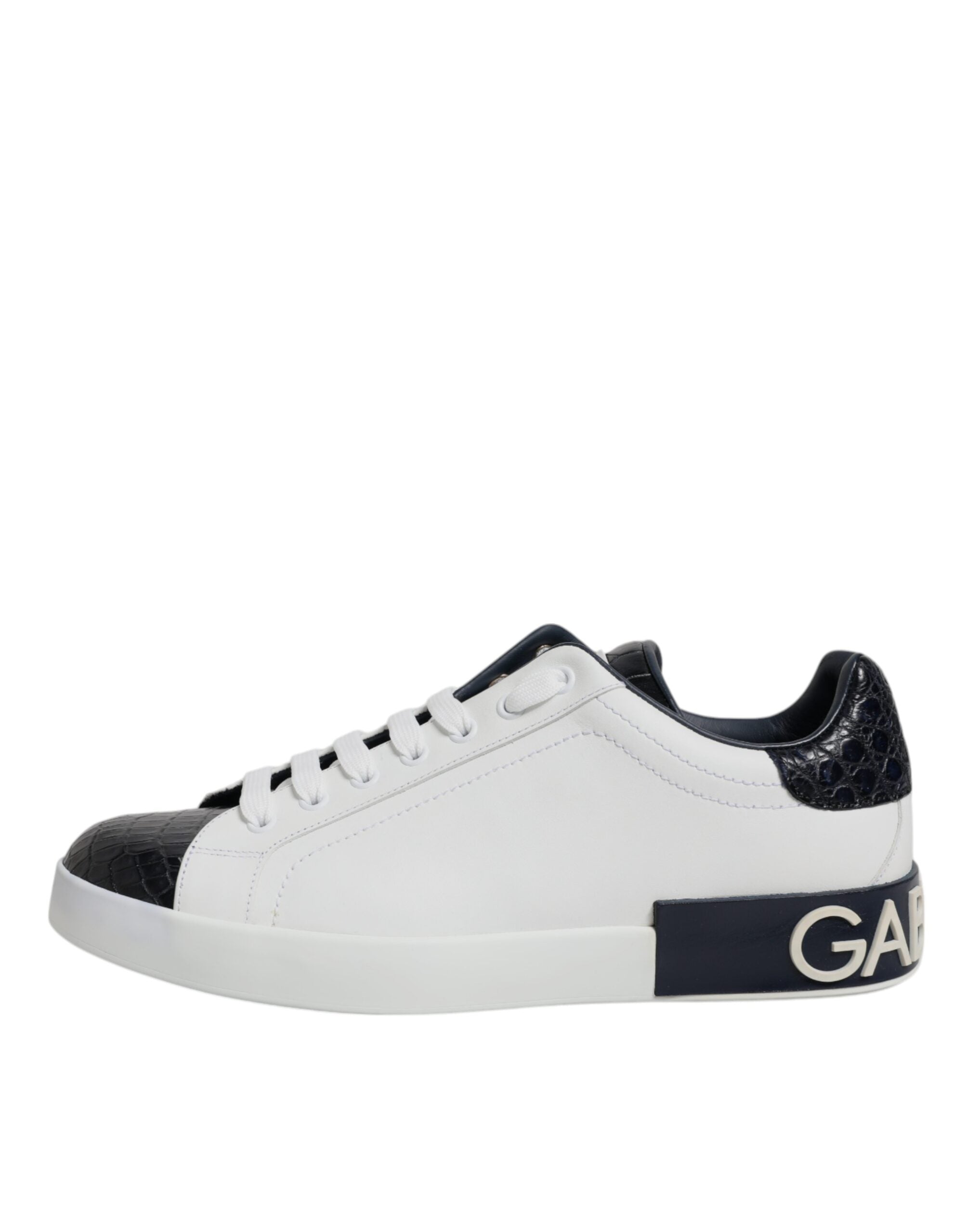 Dolce & Gabbana White Black Leather Portofino Sneaker Men's Shoes (Pre-Owned)