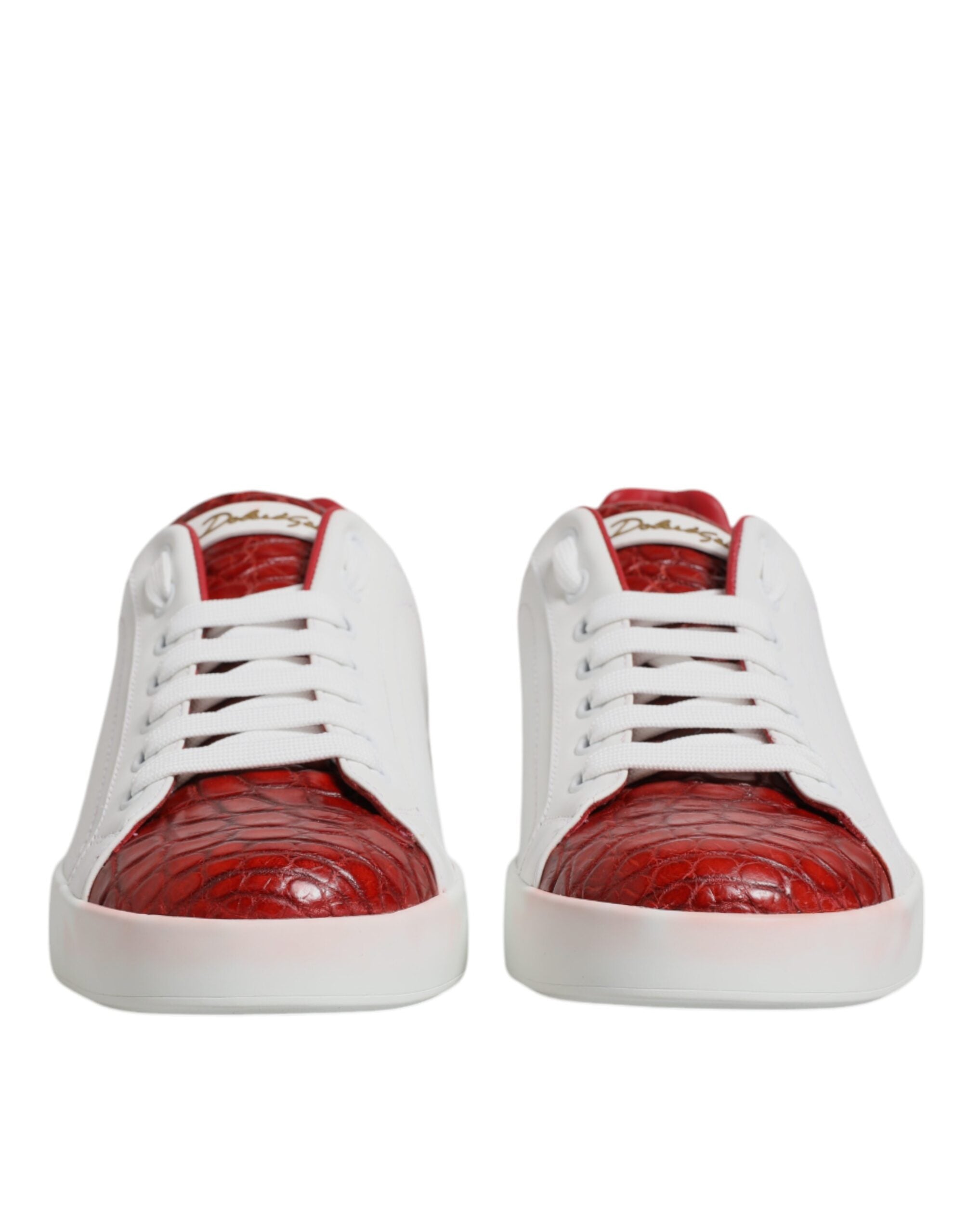 Dolce & Gabbana White Red Leather Portofino Men Sneaker Men's Shoes (Pre-Owned)