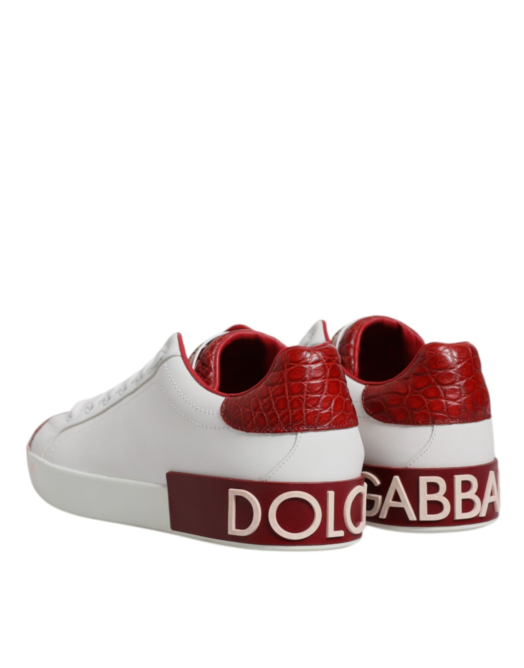 Dolce & Gabbana White Red Leather Portofino Men Sneaker Men's Shoes (Pre-Owned)