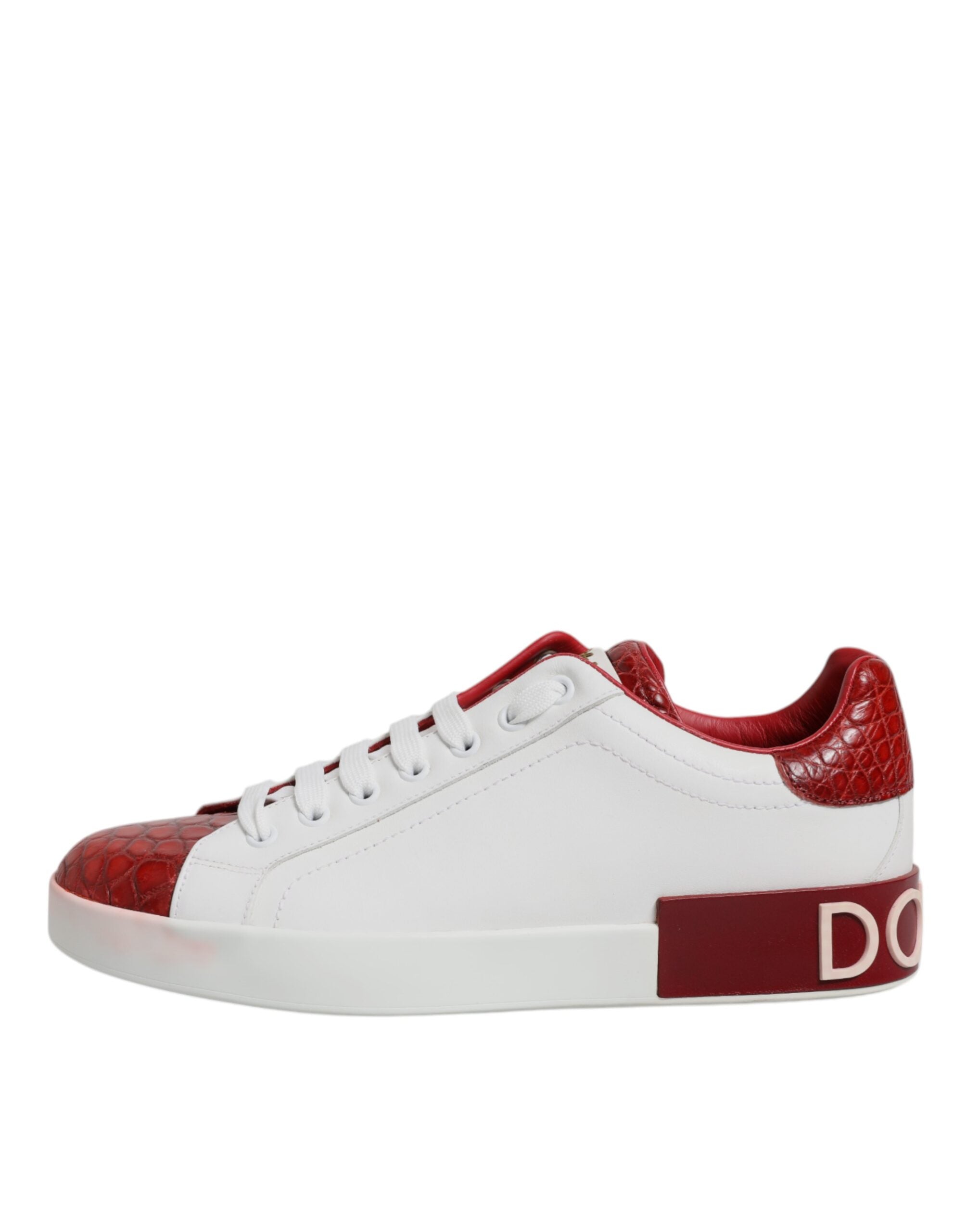 Dolce & Gabbana White Red Leather Portofino Men Sneaker Men's Shoes (Pre-Owned)