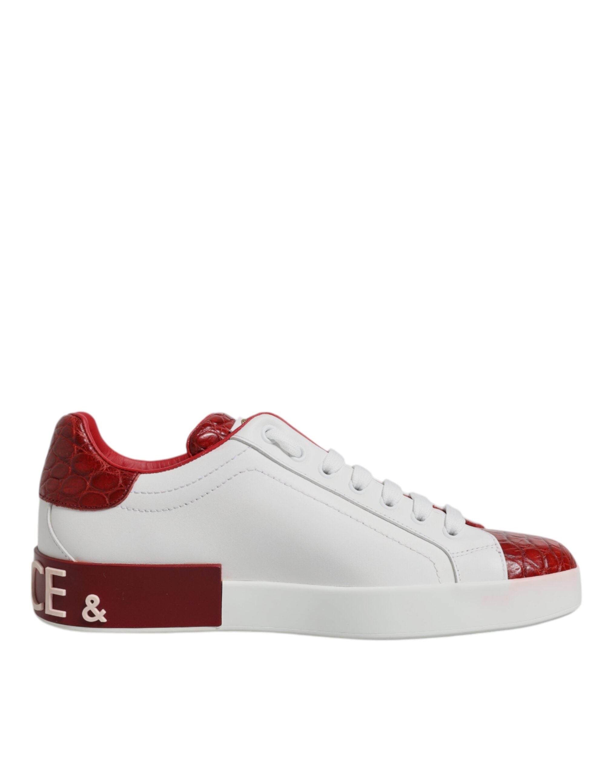 Dolce & Gabbana White Red Leather Portofino Men Sneaker Men's Shoes (Pre-Owned)