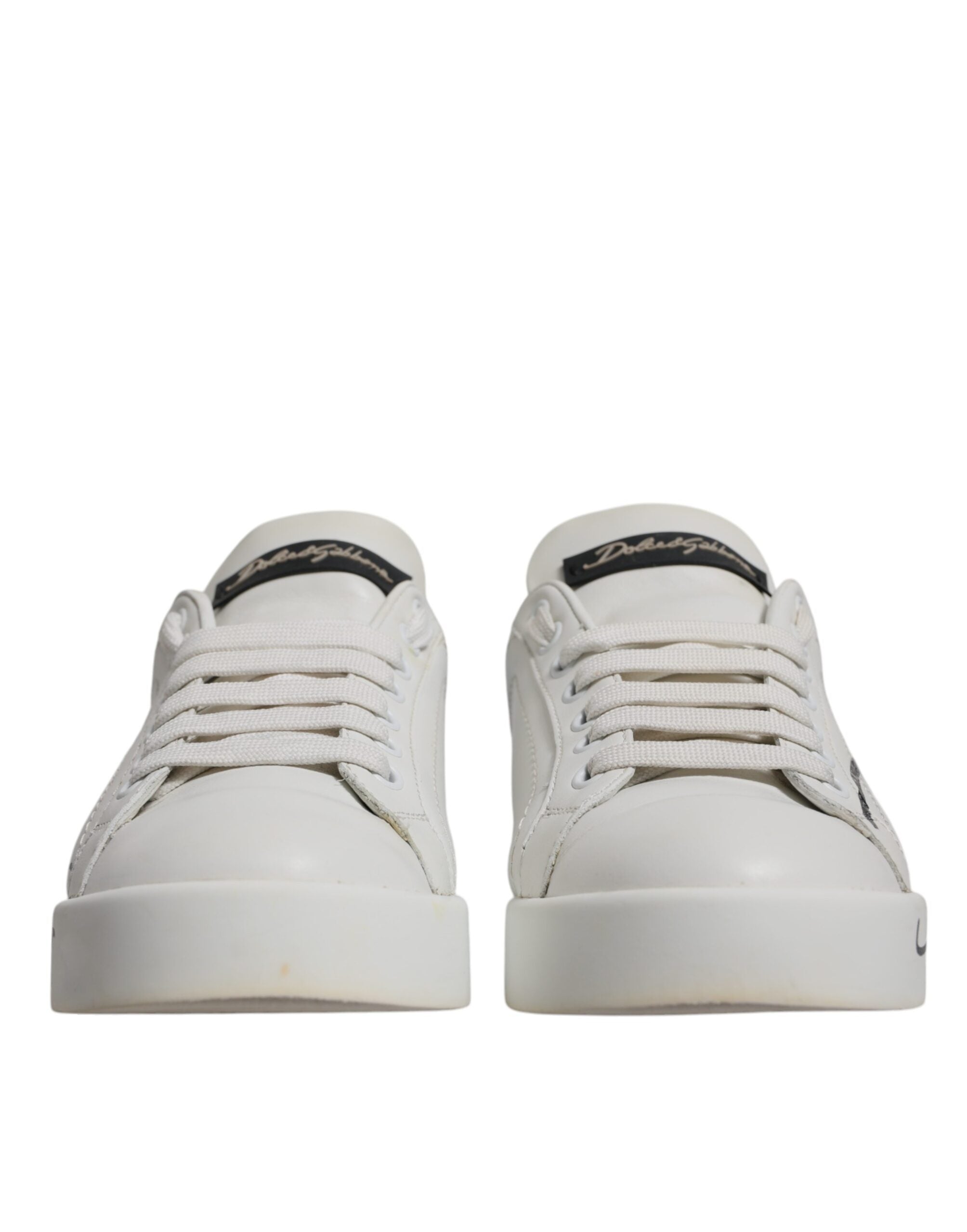 Dolce & Gabbana White Blue Logo Portofino Sneakers Women's Shoes
