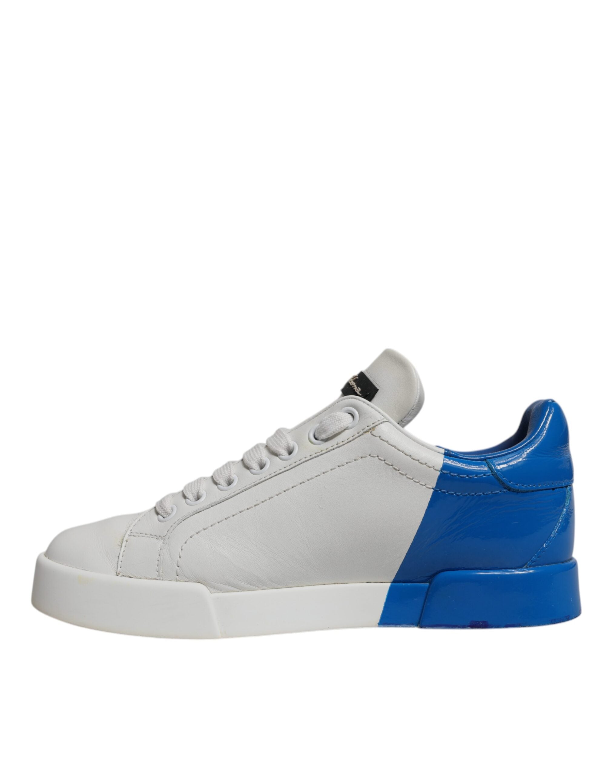 Dolce & Gabbana White Blue Logo Portofino Sneakers Women's Shoes