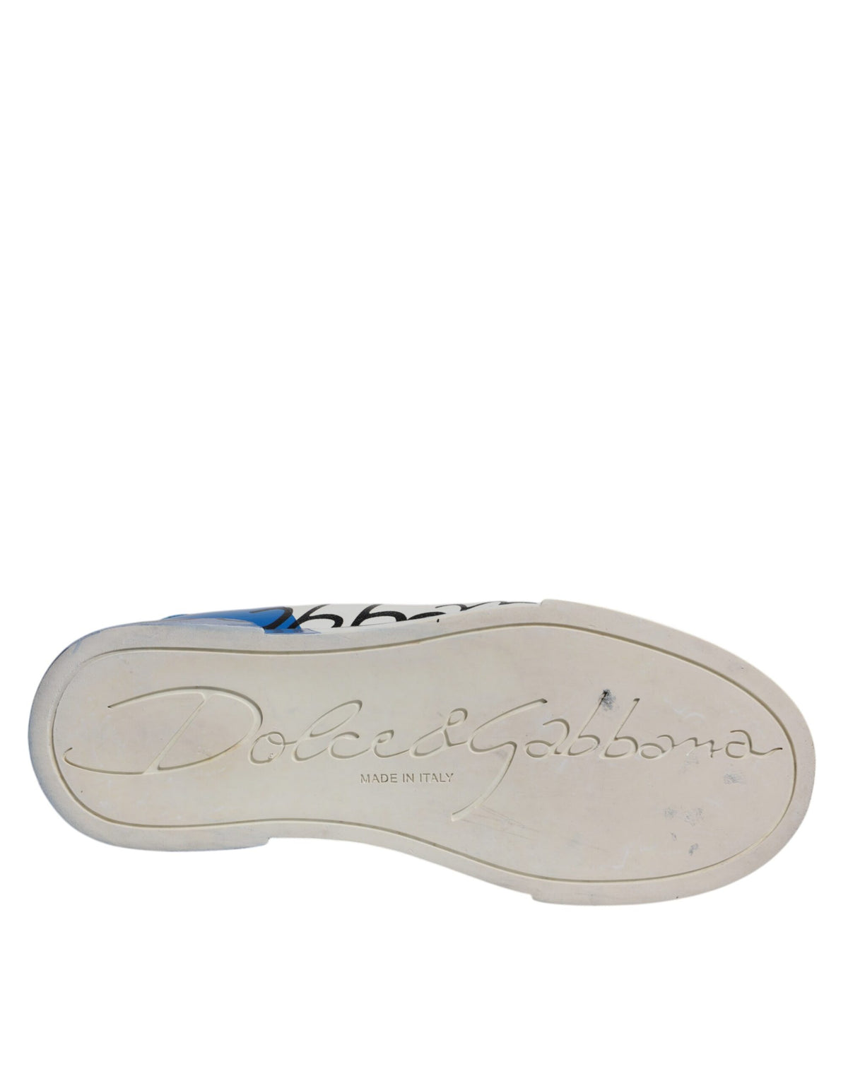 Dolce & Gabbana White Blue Logo Portofino Sneakers Women's Shoes