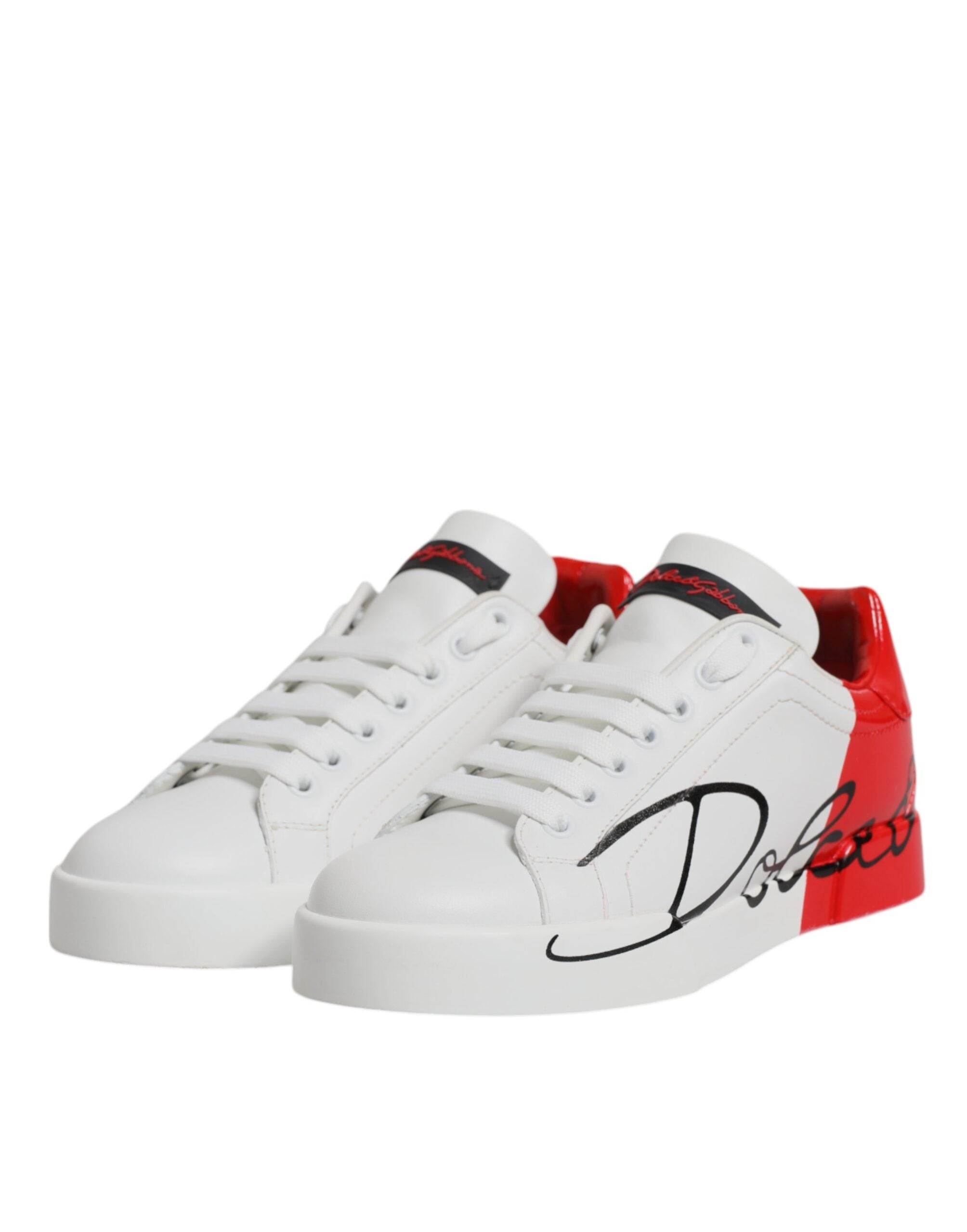 Dolce & Gabbana White Red Logo Portofino Sneakers Women's Shoes (Pre-Owned)
