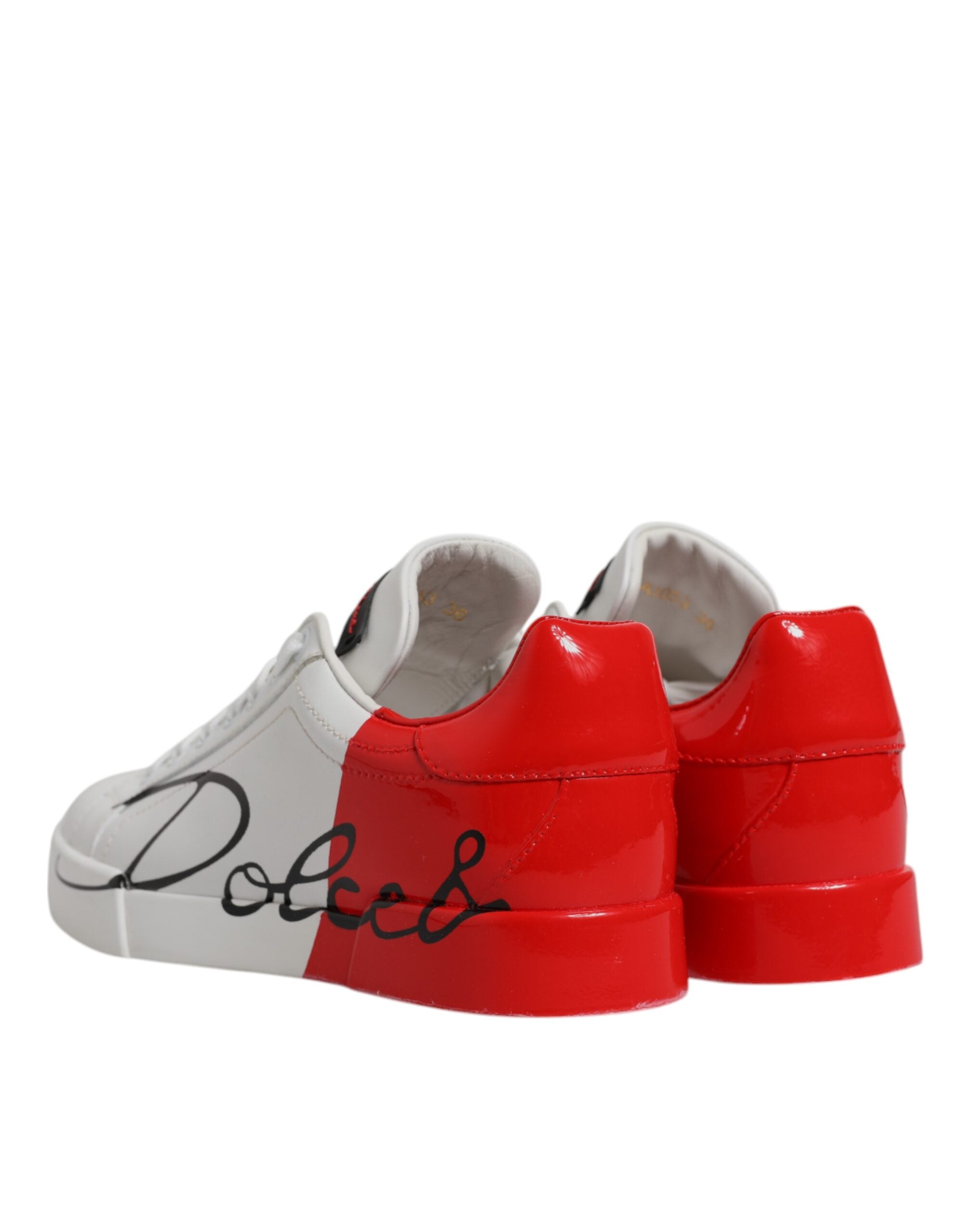 Dolce & Gabbana White Red Logo Portofino Sneakers Women's Shoes (Pre-Owned)