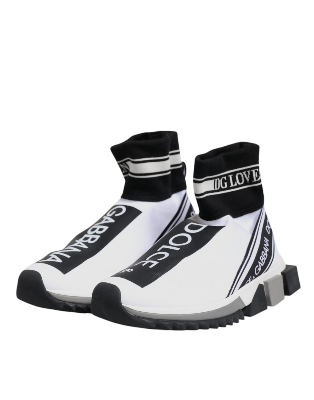 Dolce & Gabbana White Black Sorrento Socks Sneakers Men's Shoes