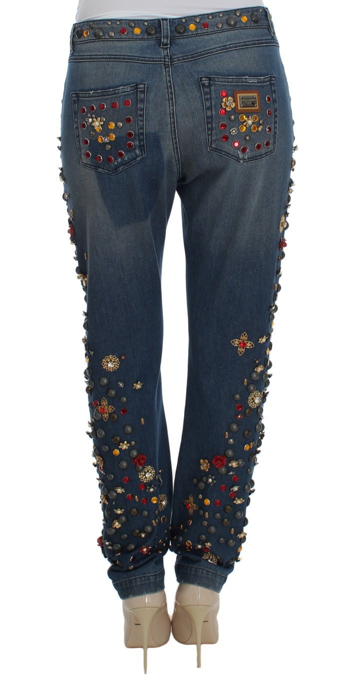 Dolce & Gabbana Crystal Roses Heart Embellished Women's Jeans