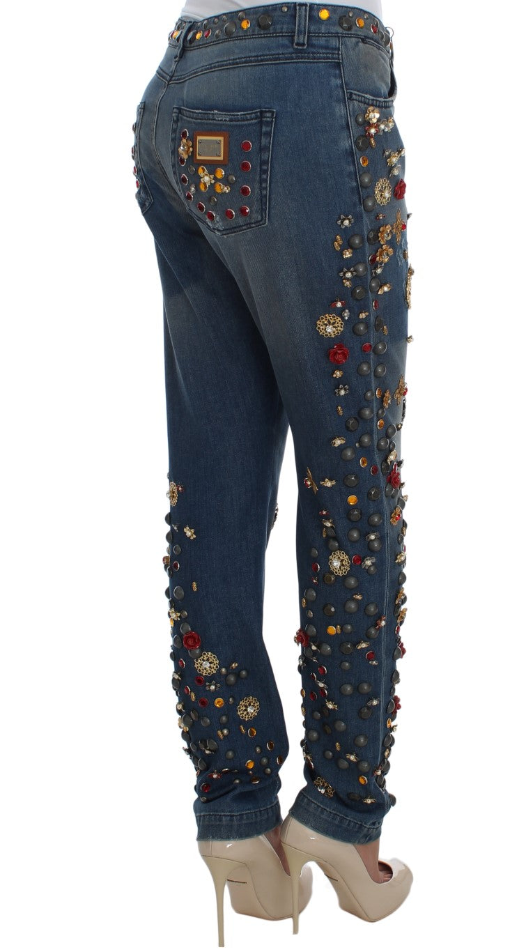 Dolce & Gabbana Crystal Roses Heart Embellished Women's Jeans