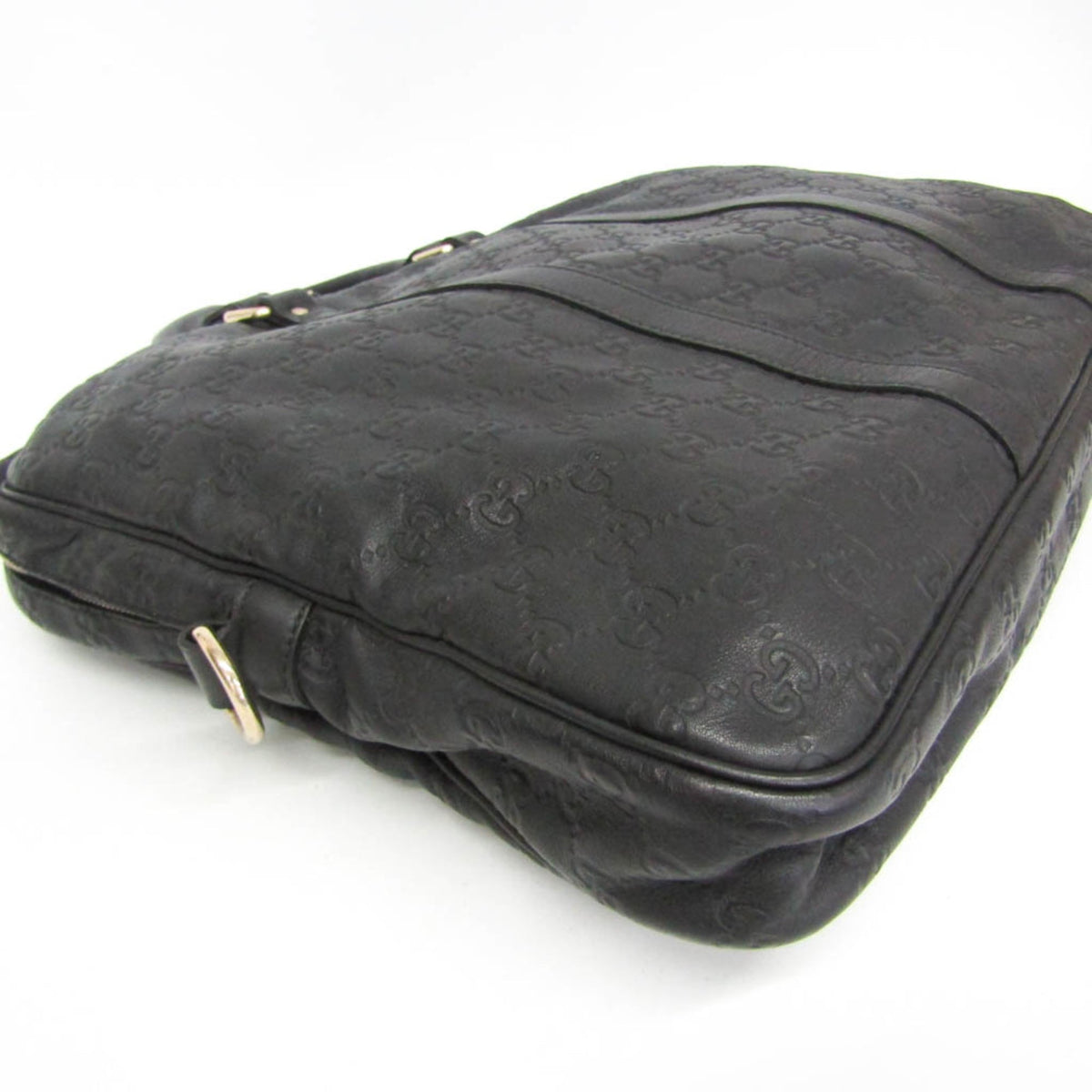Gucci Convertible Guccissima Leather Black Leather Briefcase Bag (Pre-Owned)