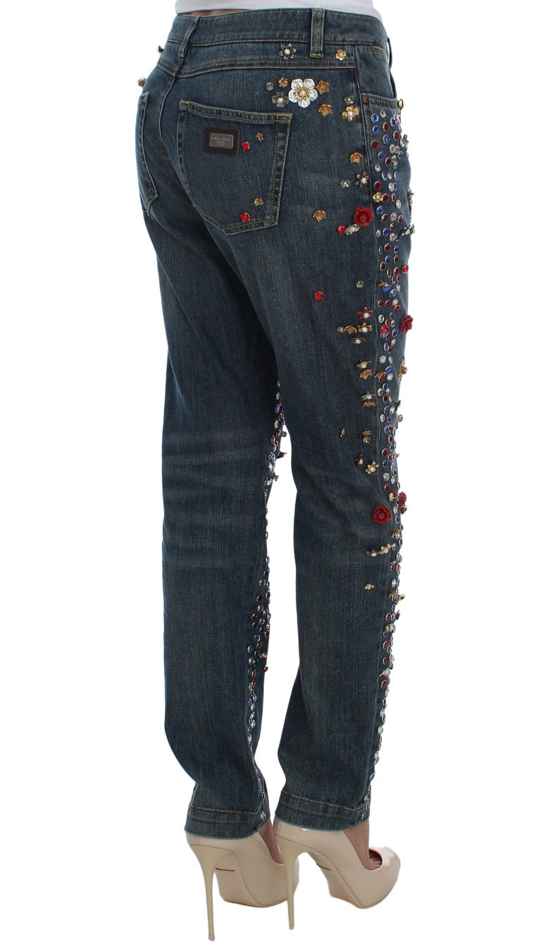 Dolce & Gabbana Crystal Roses Heart Embellished Women's Jeans