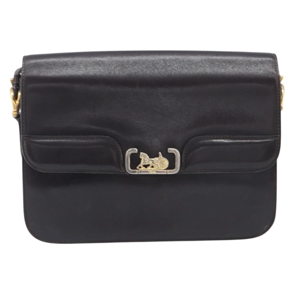 Celine Horse Carriage Leather Black Leather Shoulder Bag Bag (Pre-Owned)