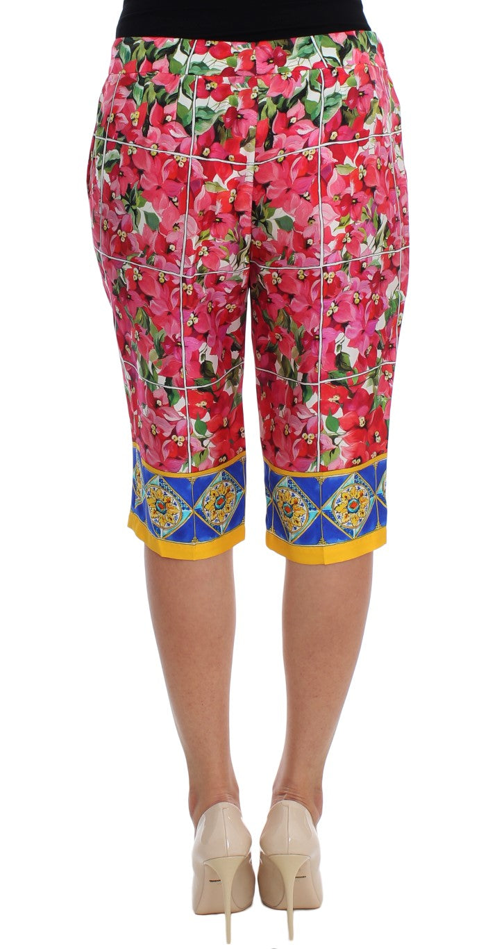 Dolce & Gabbana Multicolor Floral Knee Capris Shorts Women's Pants