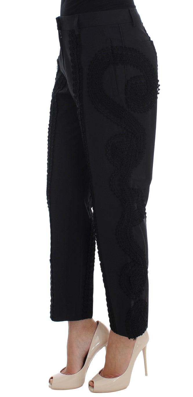 Dolce & Gabbana Black Cotton Stretch Torero Capris Women's Pants