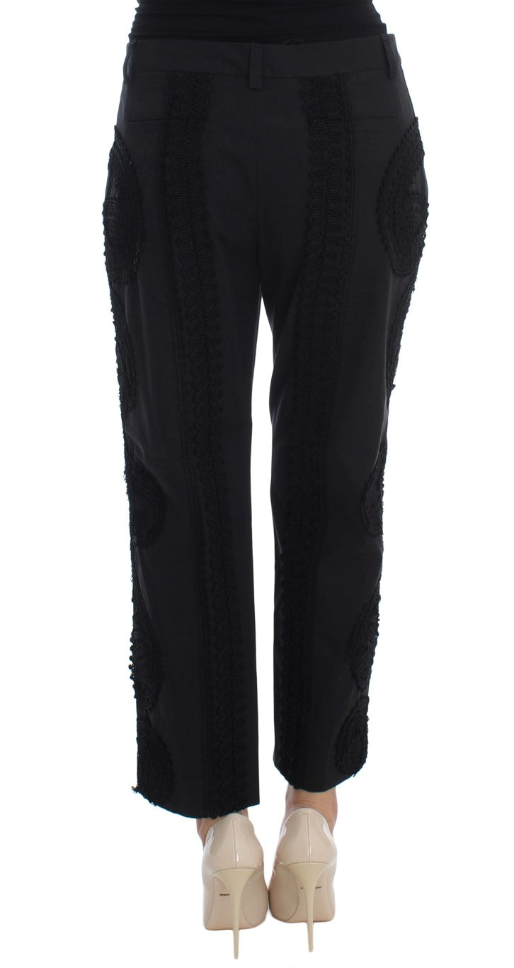 Dolce & Gabbana Black Cotton Stretch Torero Capris Women's Pants