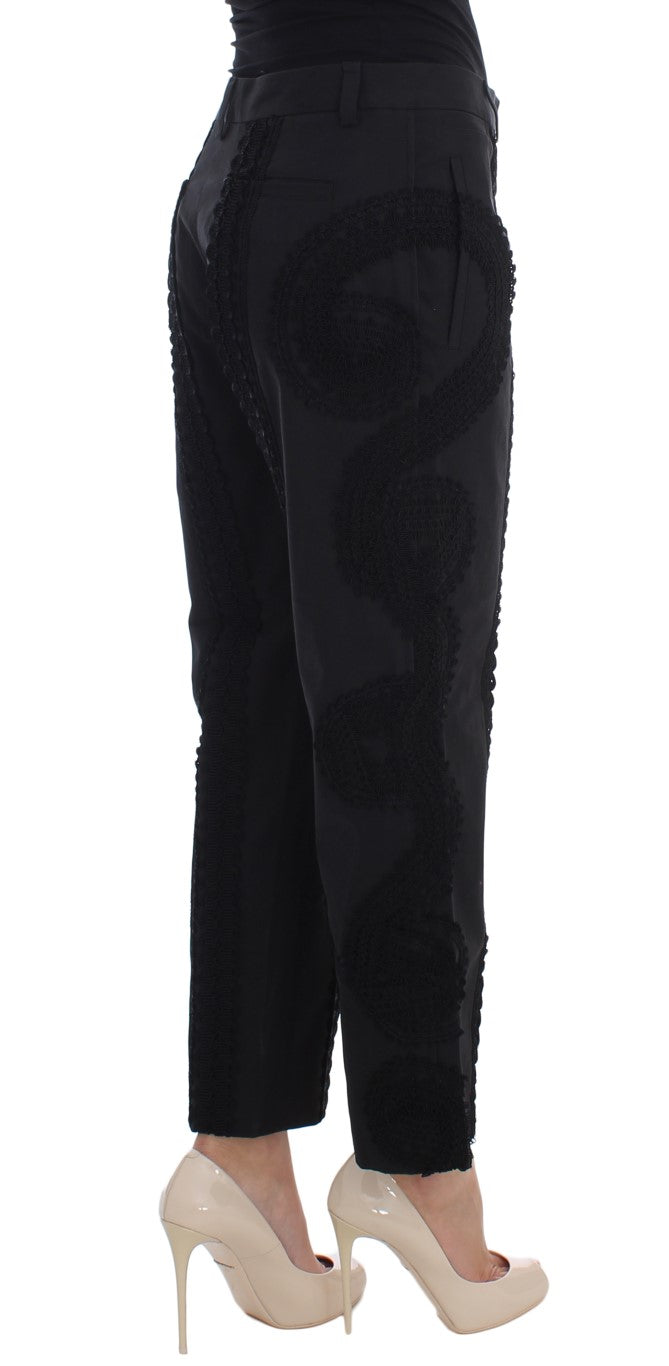 Dolce & Gabbana Black Cotton Stretch Torero Capris Women's Pants