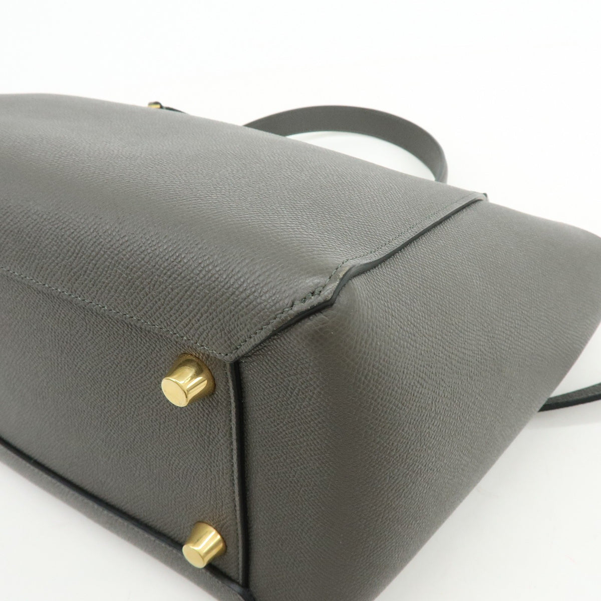 Celine Belt Textured Leather Gray Calfskin Handbag (Pre-Owned)