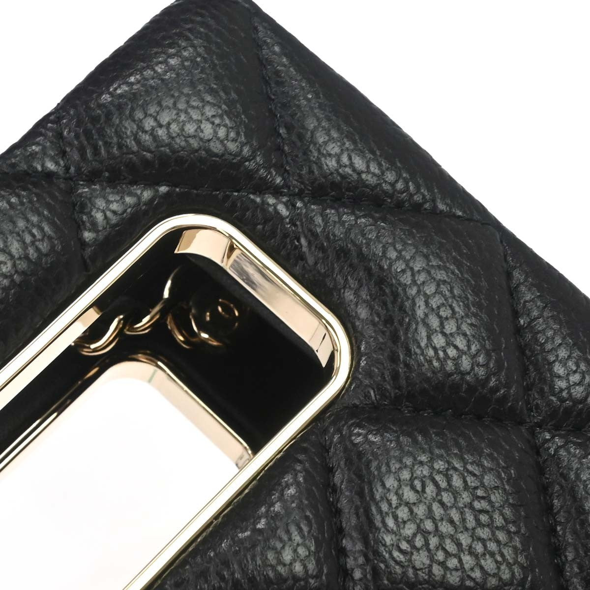 Chanel Chain Around Cut Out Handle Evening Tote Quilted Caviar Black Leather Shoulder Bag Bag (Pre-Owned)