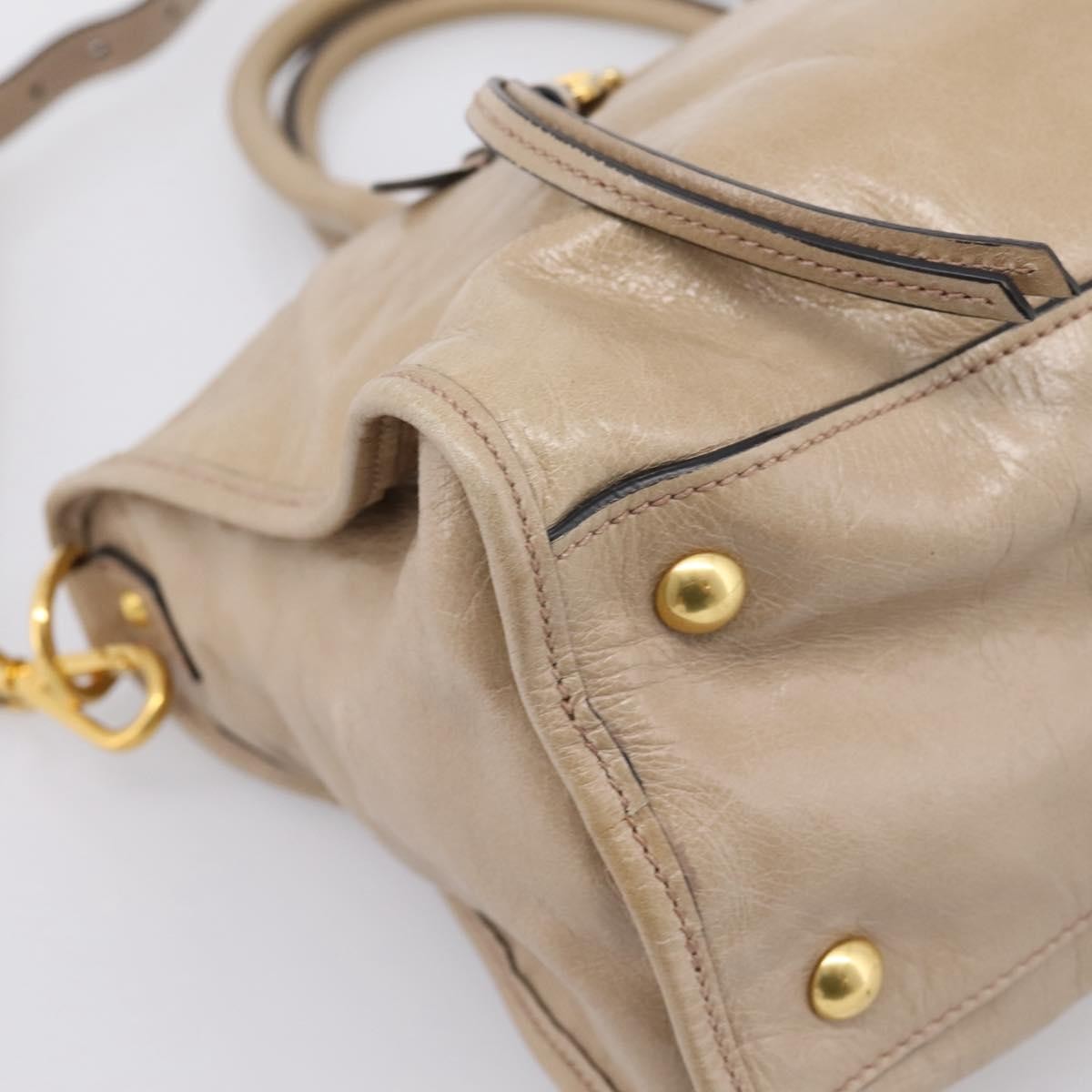 Miu Miu Convertible Bauletto Vitello Shine Beige Leather Handbag (Pre-Owned)