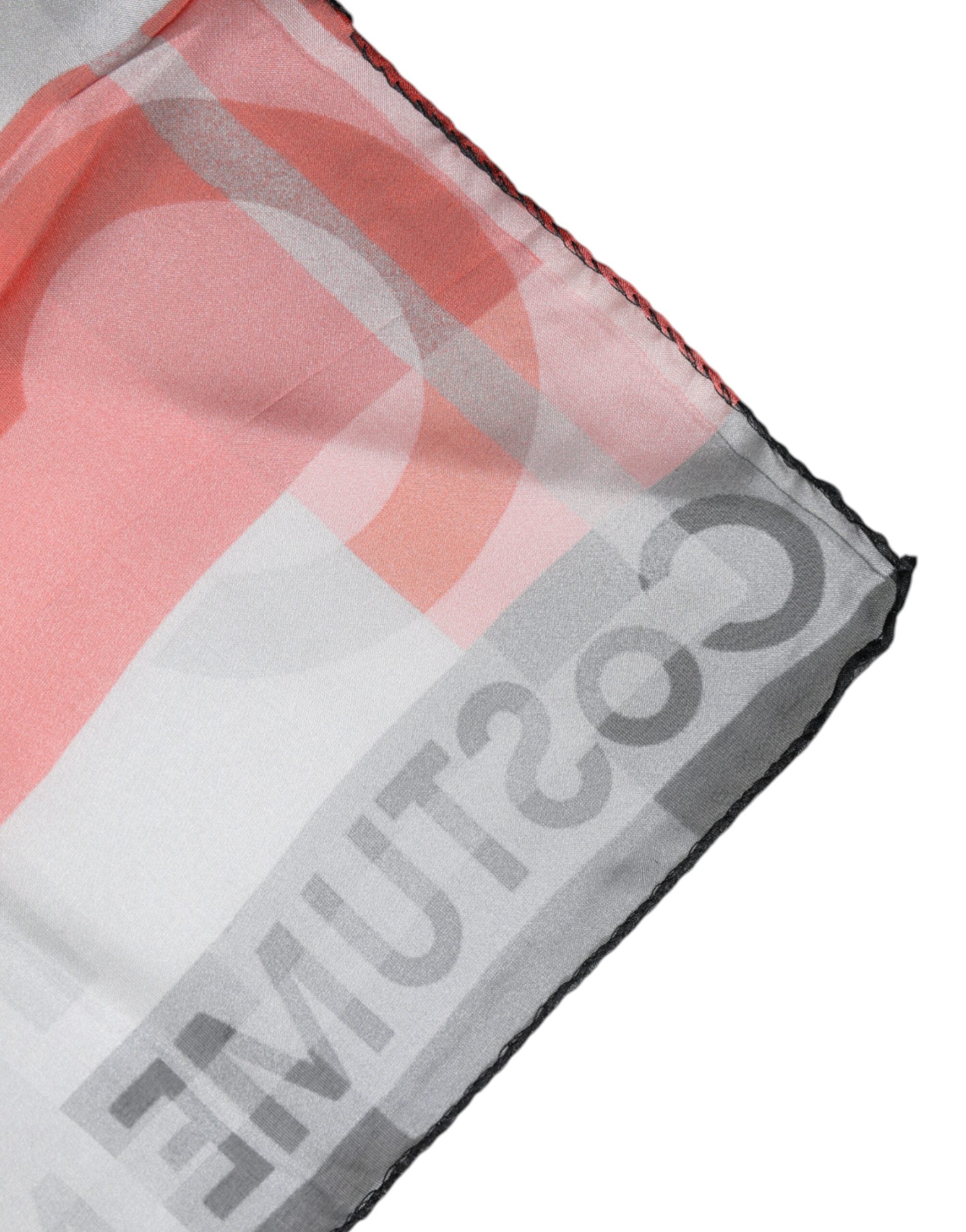 Costume National Gray Red Silk Square Neck Wrap Women's Scarf