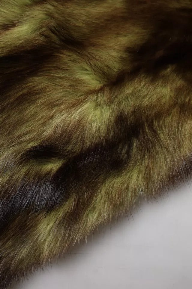Dolce & Gabbana Multicolor Fur Shawl Neck Wrap Cover Collar Women's Scarf
