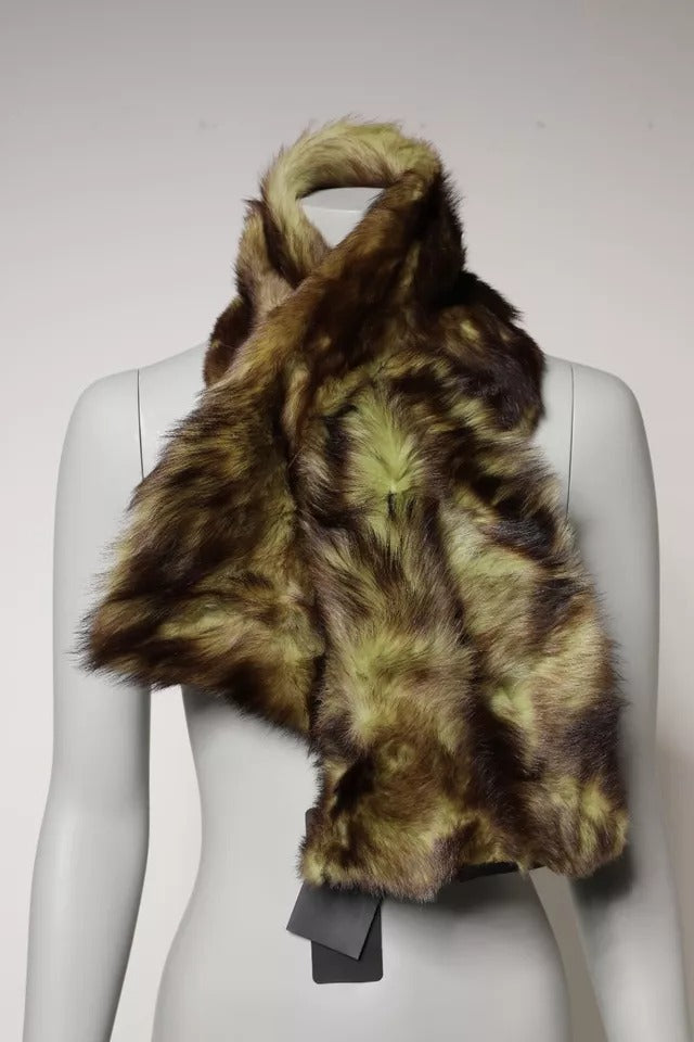 Dolce & Gabbana Multicolor Fur Shawl Neck Wrap Cover Collar Women's Scarf