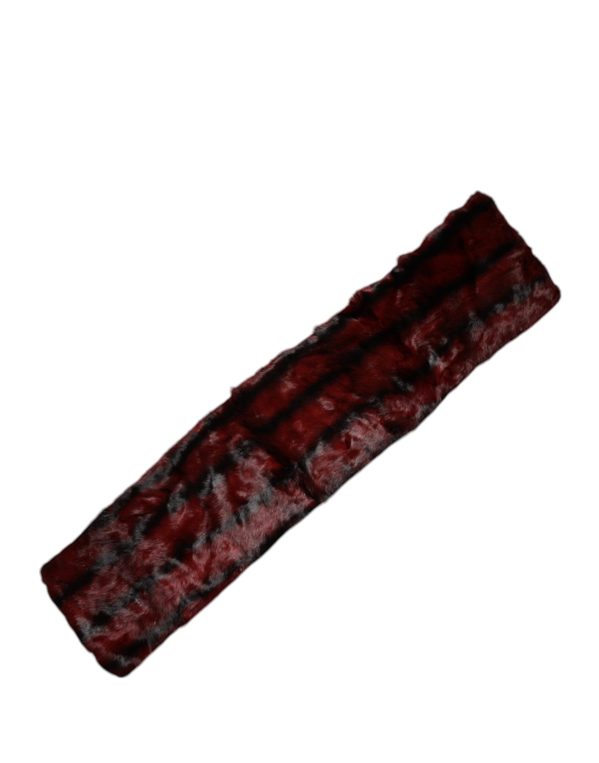 Dolce & Gabbana Black Red Stripe Fur Shawl Neck Wrap Women's Scarf