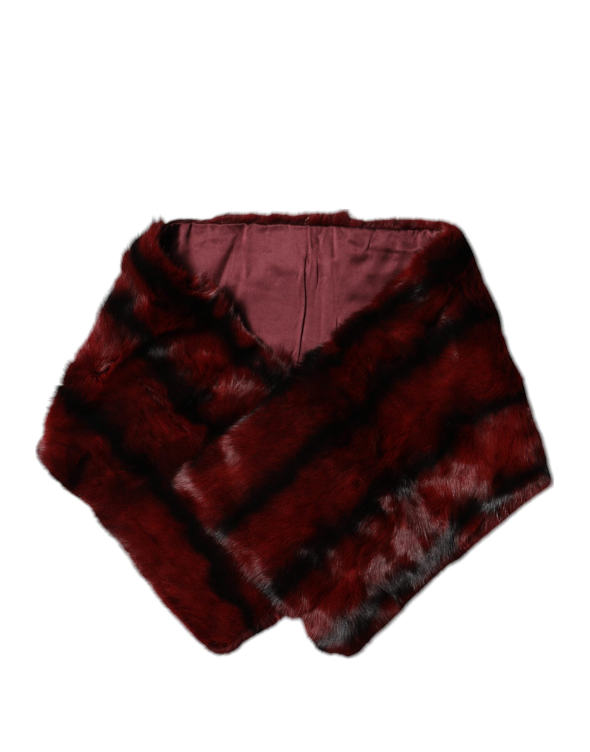 Dolce & Gabbana Black Red Stripe Fur Shawl Neck Wrap Women's Scarf