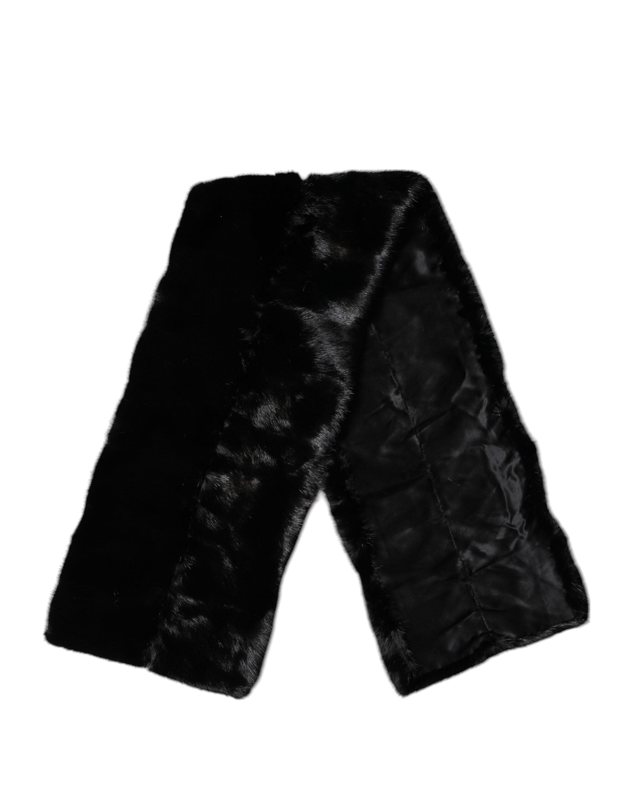 Dolce & Gabbana Black Fur Shawl Neck Wrap Cover Collar Women's Scarf