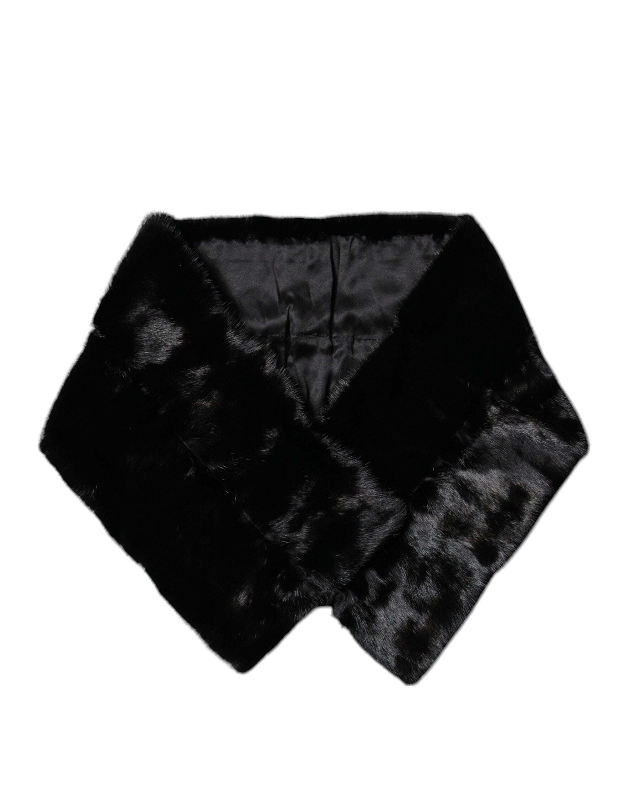 Dolce & Gabbana Black Fur Shawl Neck Wrap Cover Collar Women's Scarf