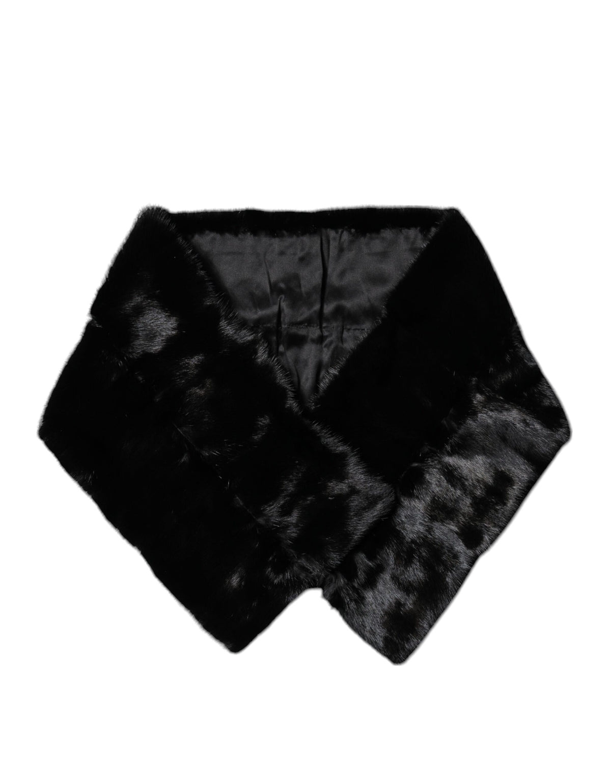 Dolce & Gabbana Black Fur Shawl Neck Wrap Cover Collar Women's Scarf