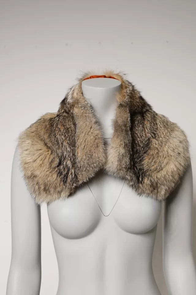 Dolce & Gabbana Brown Fur Shoulder Collar Neck Wrap Women's Scarf