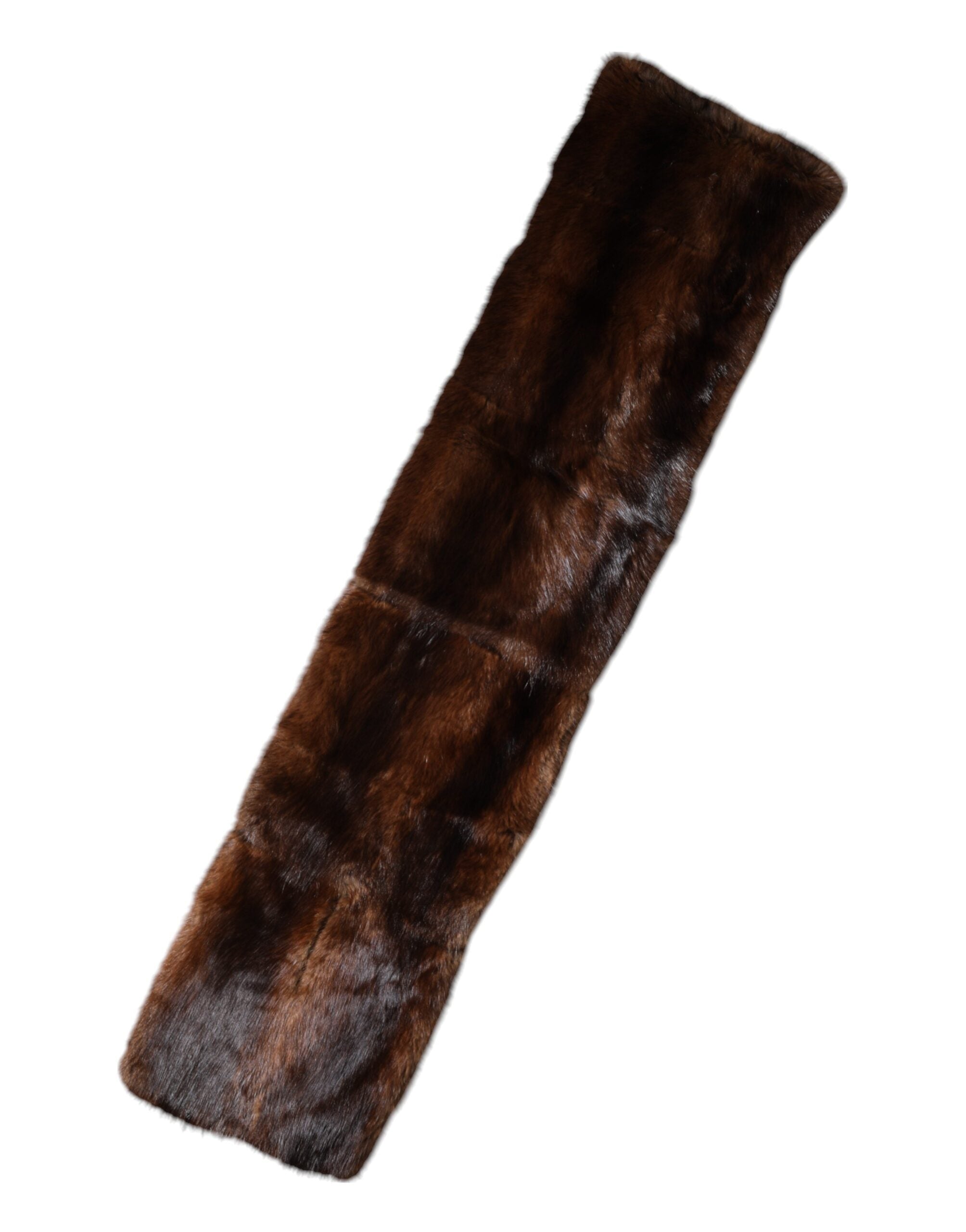 Dolce & Gabbana Black Brown Stripe Fur Shawl Wrap Women's Scarf