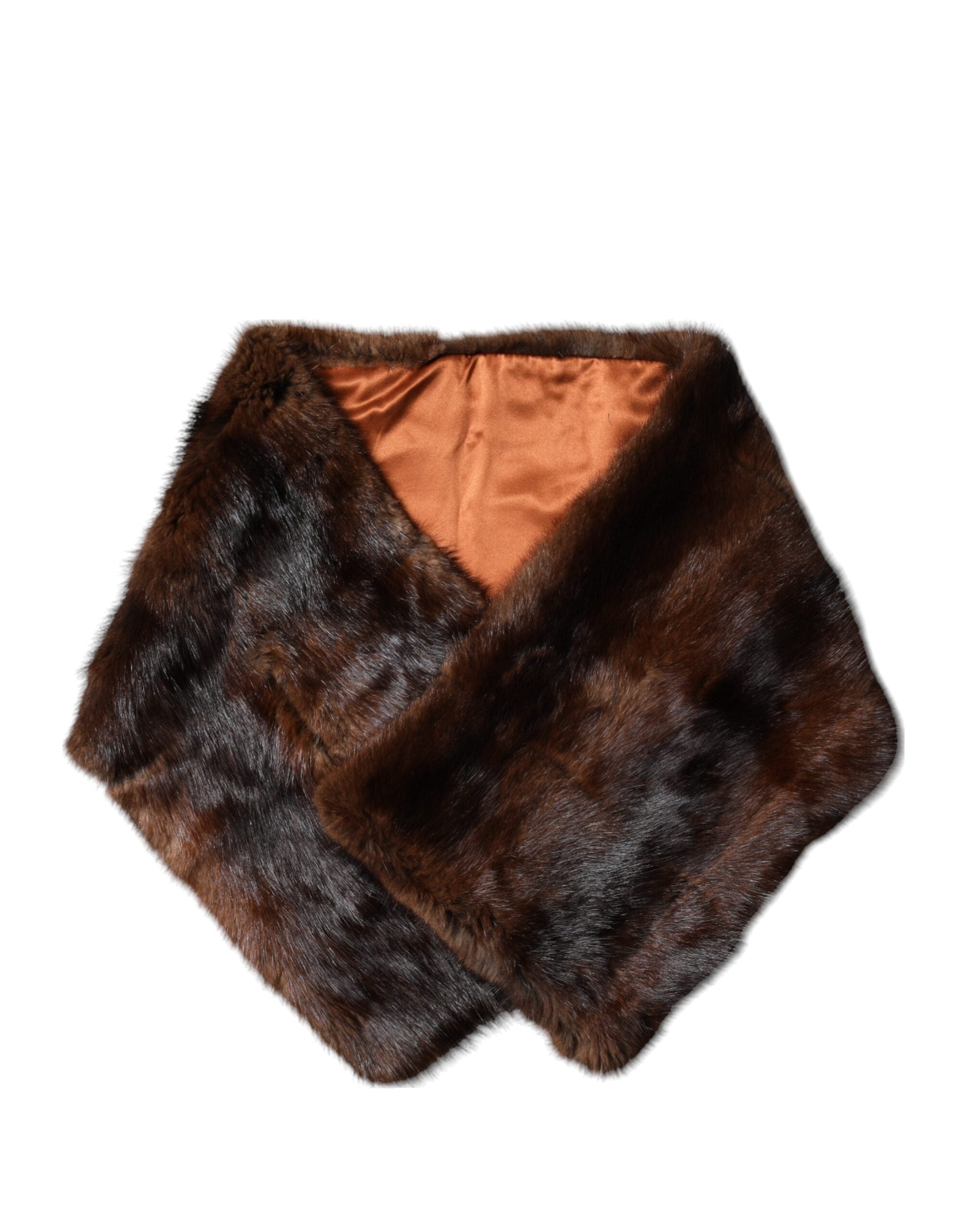 Dolce & Gabbana Black Brown Stripe Fur Shawl Wrap Women's Scarf