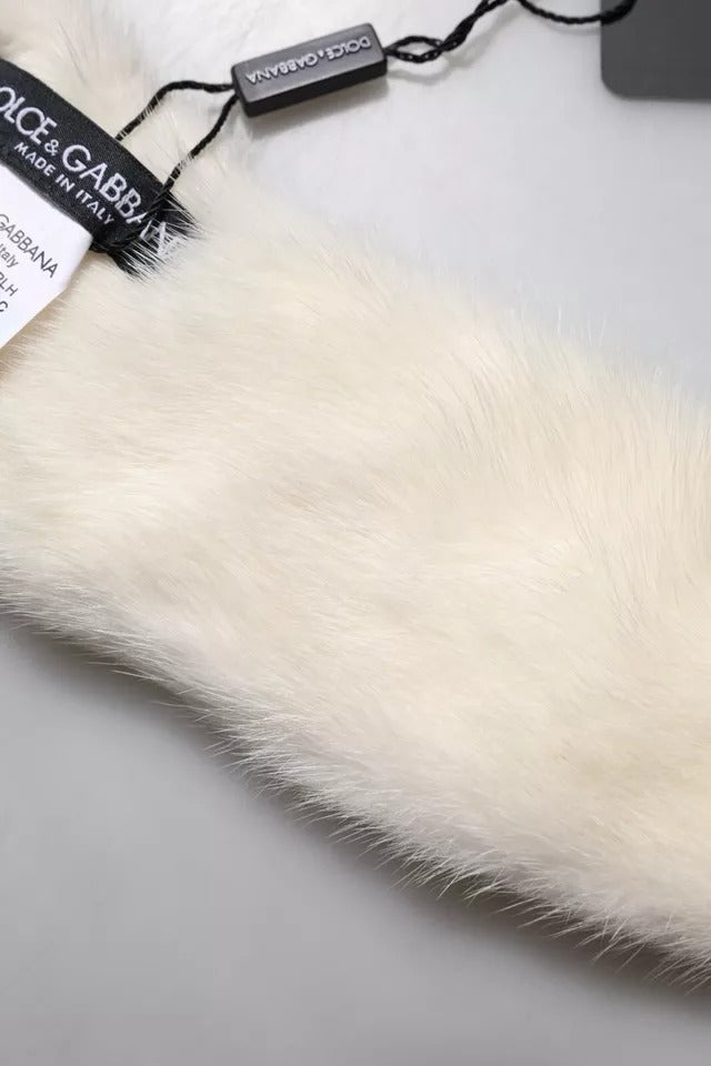 Dolce & Gabbana White Mink Fur Collar Women Neck Wrap Women's Scarf